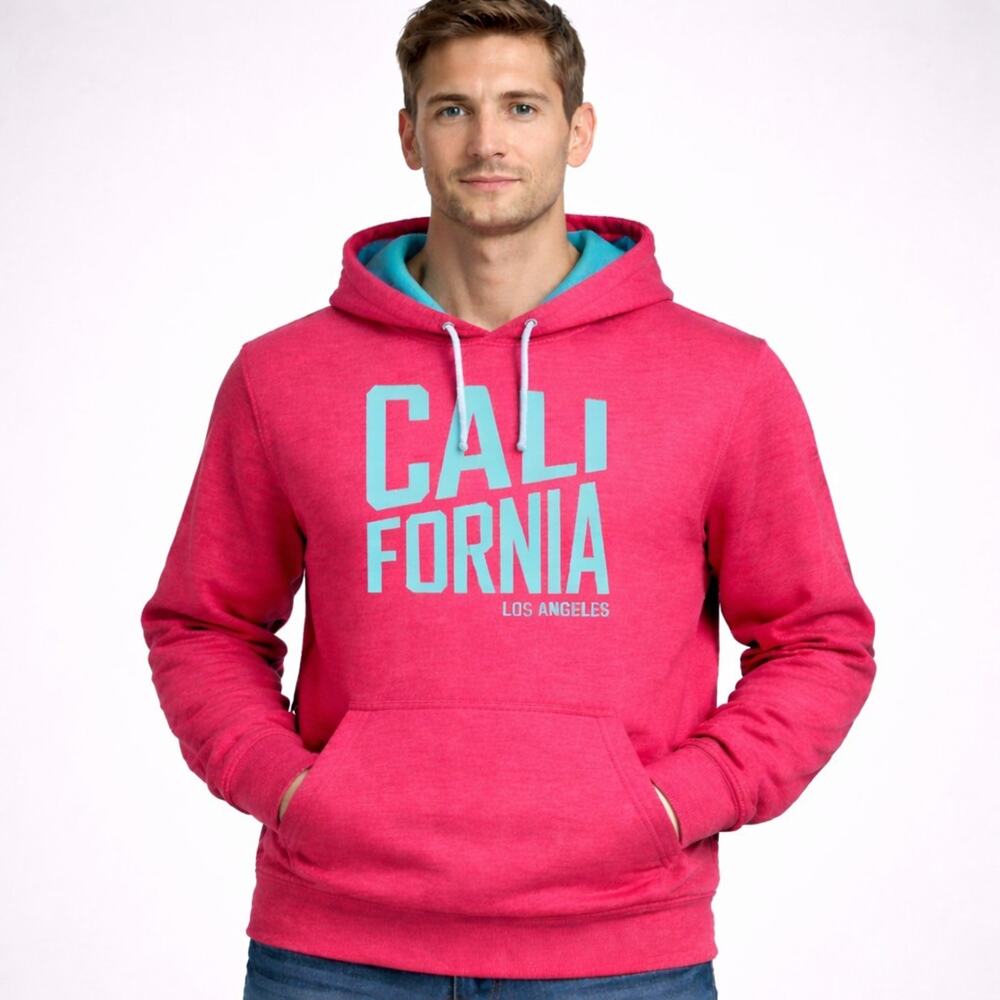 Los Angeles California Hoodie Two-Tone Blue Long Sleeve Size Large